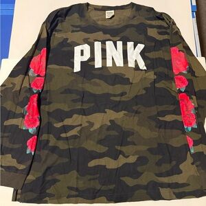PINK Victoria's Secret Olive Camo Top